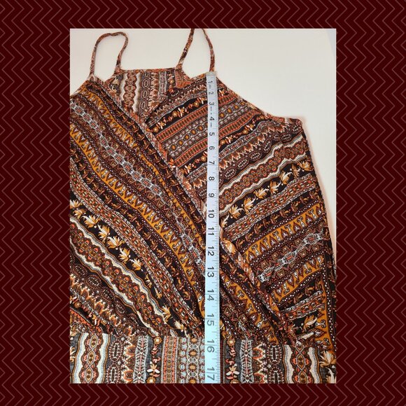 SHEIN Boho Surplice Tank Top XL – Rust Orange Tribal Print - Picture 7 of 8